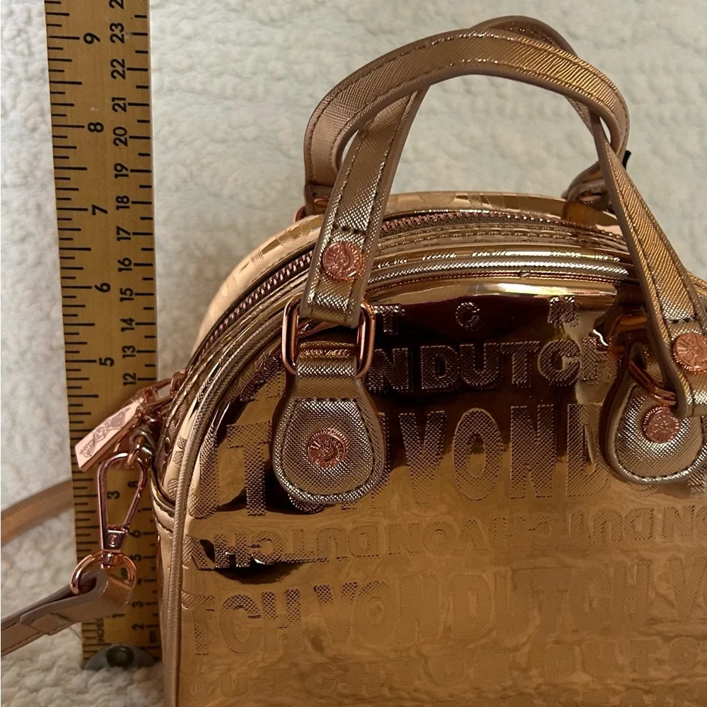NWT Von Dutch Bowler Handbag Rose Gold Metallic Y2K Alternative Goth - Picture 5 of 6